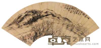 胡公寿 山水扇面 镜心 18×52cm